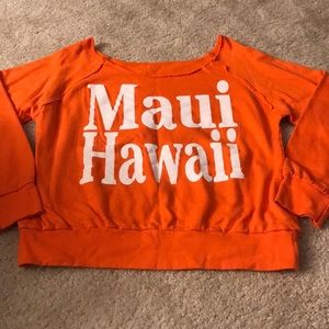 Cute Orange Scoop Neck Maui Hawaii Sweatshirt